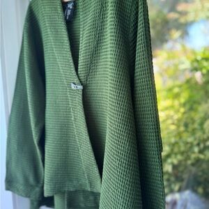 Focus Casual Life Tunic Jacket Green Waffle Texture Cotton Boho  XL
